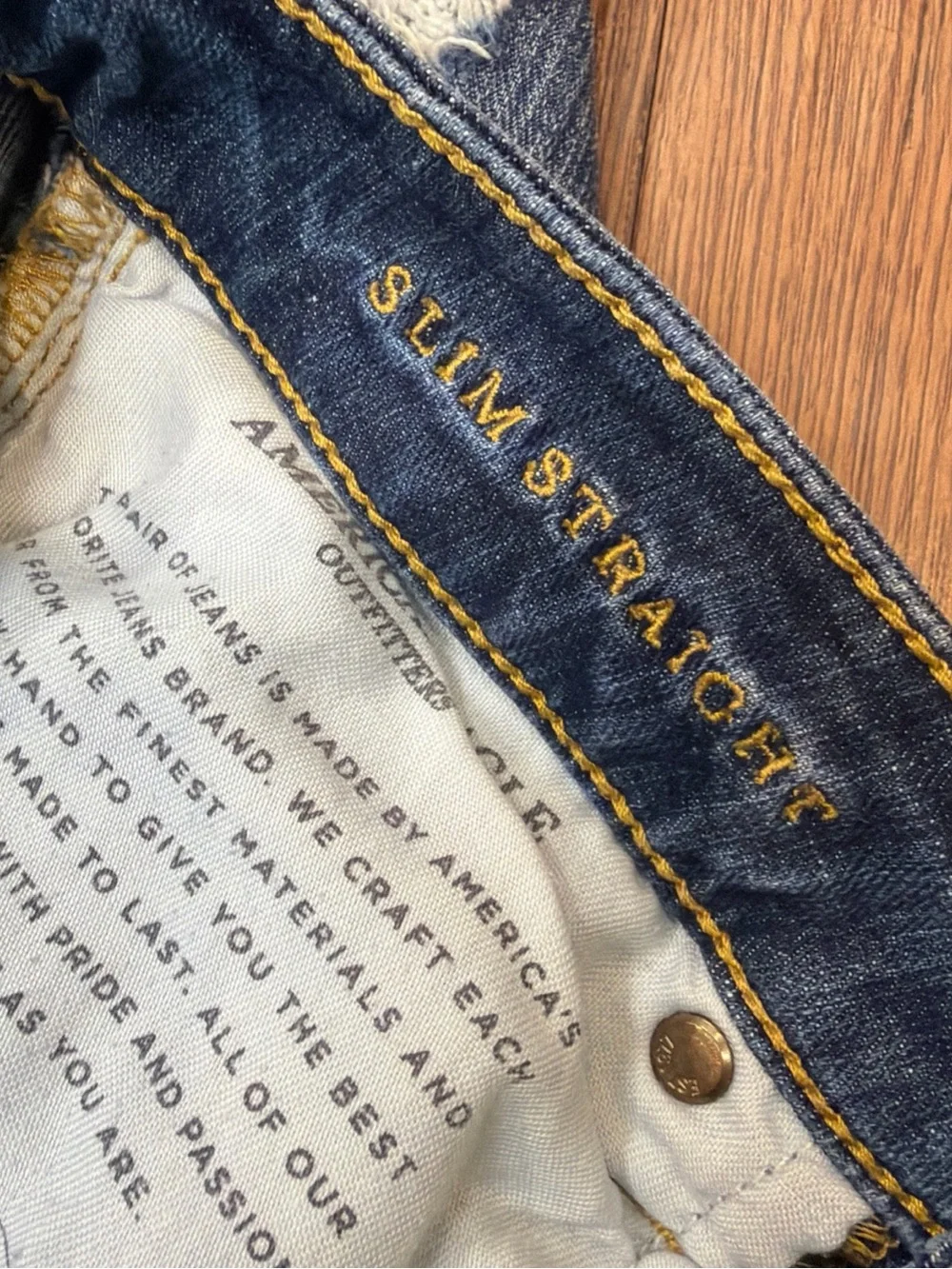 American Eagle Outfitters Men's Distressed Medium Blue Slim Straight Jeans